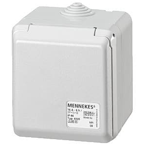 Caja visible con toma visible con tapa MENNEKES 4108 · 32A 3P+T 415V 6H IP44