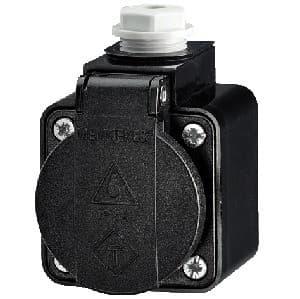 Toma visible schuko MENNEKES 10083 · negro 16A 2P+T 250V IP44