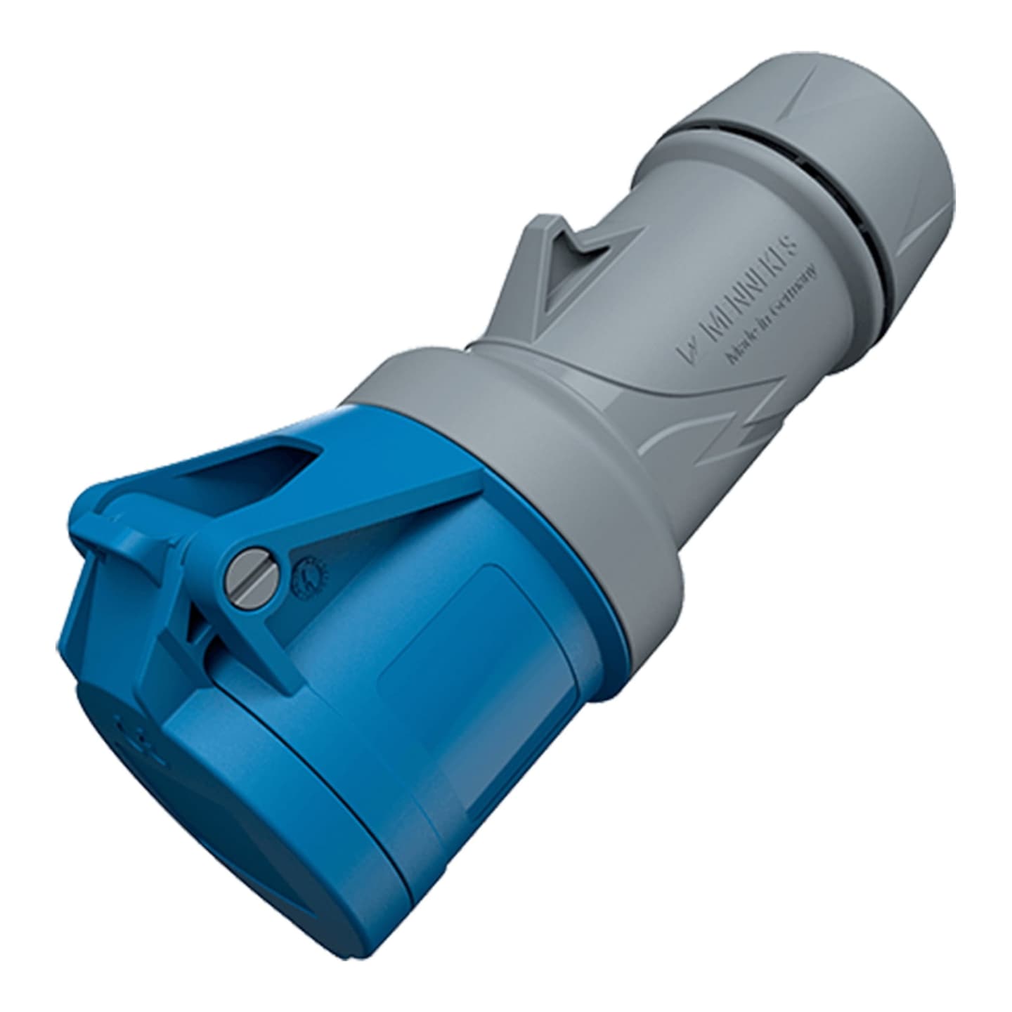 Toma aérea MENNEKES 3414 · 32A 2P+T 250V azul 6H IP44 (2 CUERPOS) ex 522