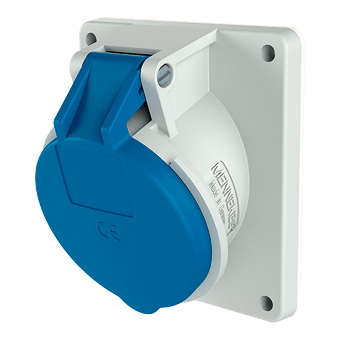 Toma empotrable MENNEKES 1466 · 16A 3P+T 250V azul 9H IP44