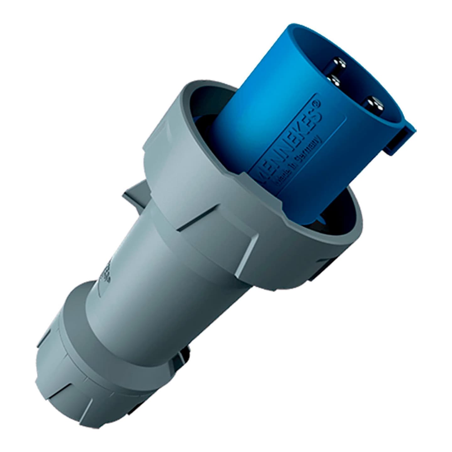Enchufe MENNEKES 3303 · 63A 2P+T 250V azul 6H powertop plus IP67