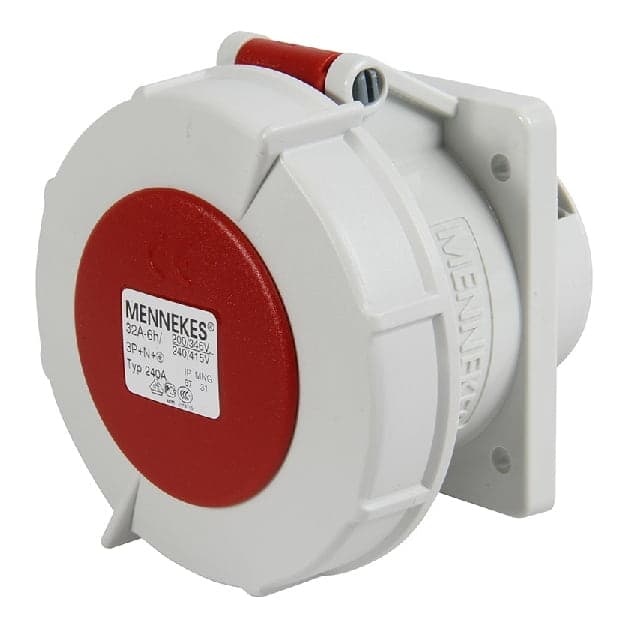 Toma empotrable MENNEKES 240A · 32A 3P+N+T 415V rojo 6H IP67