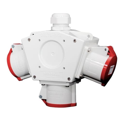 Toma triple aéreo MENNEKES 86946 · 32A 3P+T 415V rojo 6H IP44 (Delta Box)
