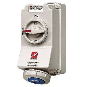 Toma visible MENNEKES 5602A · 16A 4P+T 250V con interruptor por enclavamiento mecánico azul 9H IP