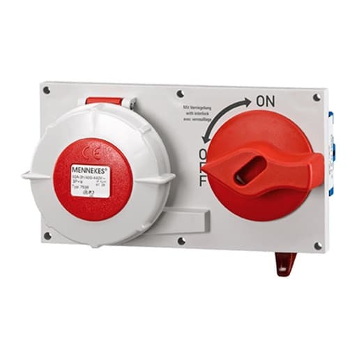 Placa para tablero MENNEKES 7538 · met. con tomacorriente 32A 3P+T 440V 3H IP67