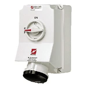 Toma visible MENNEKES 6580 · 63A 3P+T 690V con interruptor por enclavamiento mecánico negro 5H I