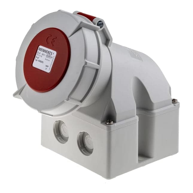 Toma visible MENNEKES 9382 · 32A 3P+N+T 415V rojo 6H IP67 libre de halogeno