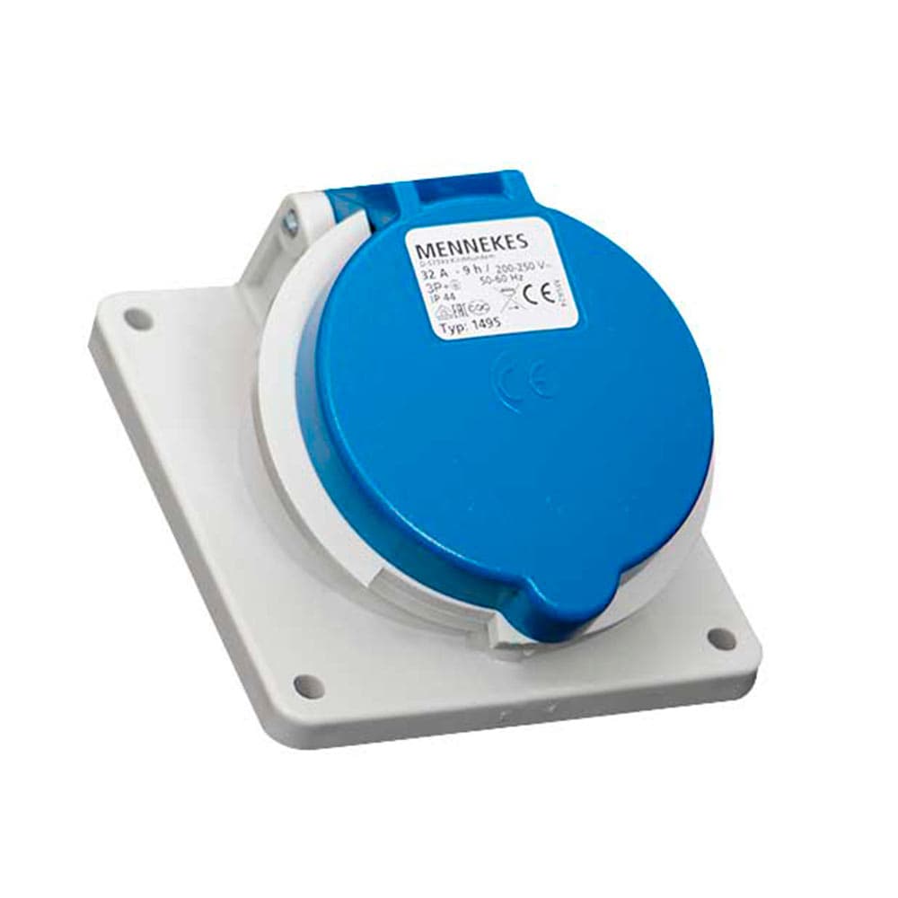 Toma empotrable MENNEKES 1495 · 32A 3P+T 250V azul 9H IP44