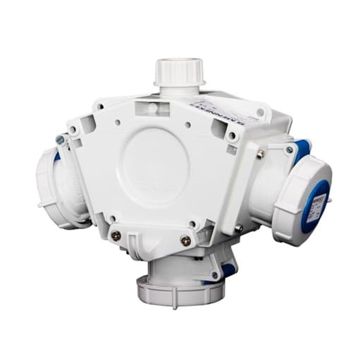 Toma triple aéreo MENNEKES 92895 · 16A 2P+T 250V azul 6H IP67 (Delta Box)