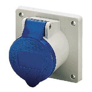 Toma empotrable recto MENNEKES 1366 · 16A 2P+T 250V azul 6H IP44