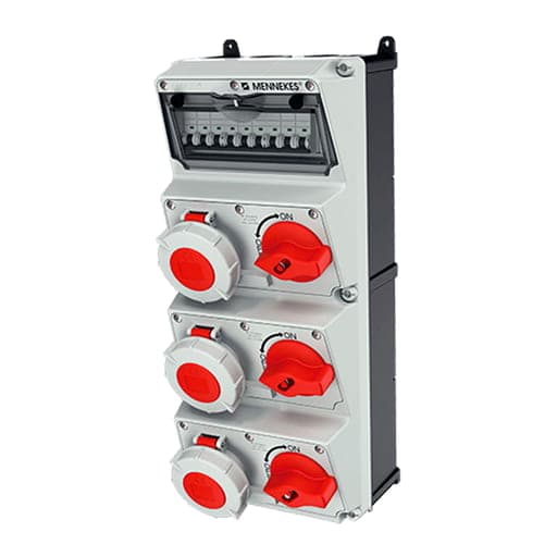 Caja de combinada amaxx MENNEKES 940027 · IP67 3 tomas 32A 3P+T 440V 3H con 3 interruptor3x32A