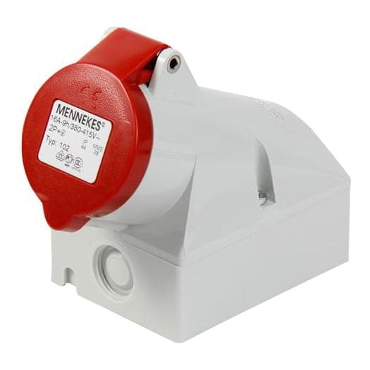 Toma visible MENNEKES 102 · 16A 2P+T 415V rojo 9H IP44