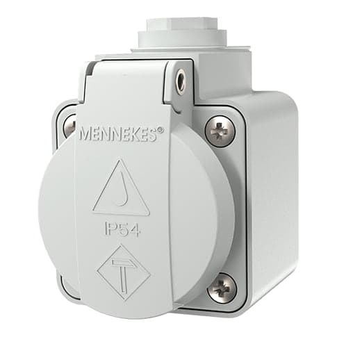 Toma visible schuko MENNEKES 10081 · gris 16A 2P+T 250V IP44
