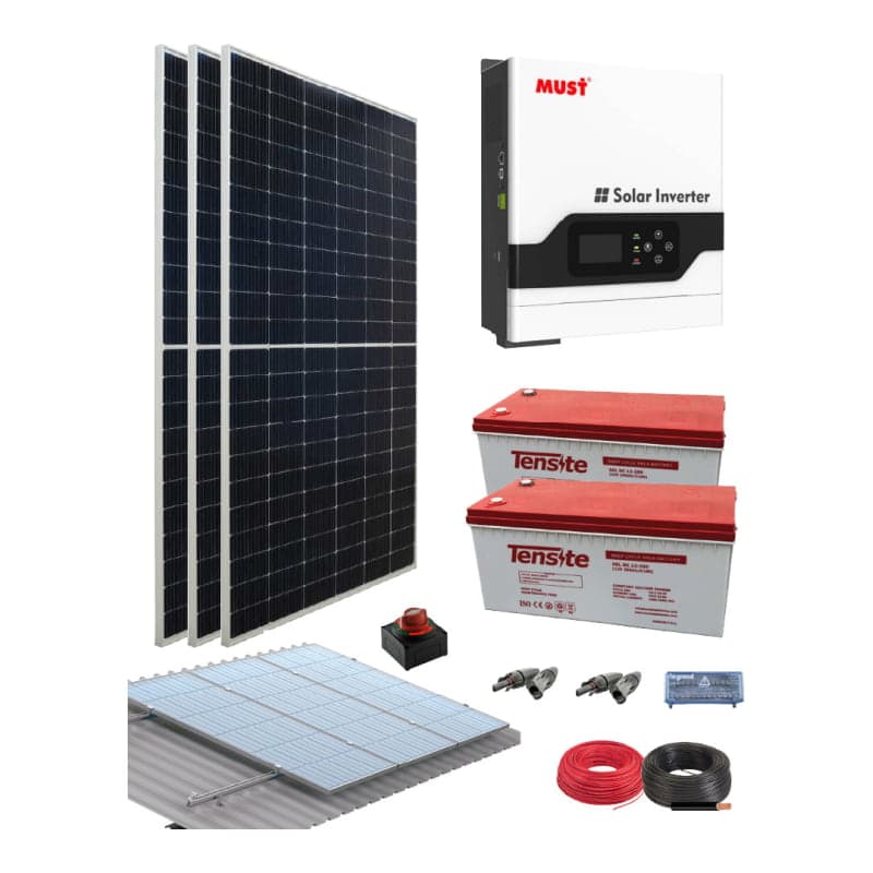 Kit fotovoltaico MUST · 3kW 24V 7500Wh/día (MUST-KIT-AISLADO-3KW-24V-7500WH/DIA)