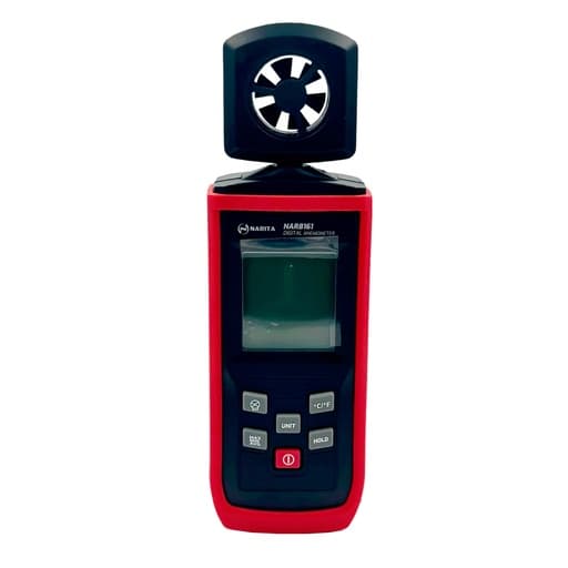Anemómetro digital NARITA NAR8161 · 0.3-30.0 M/S: 0-67 mph 10-45 grados C