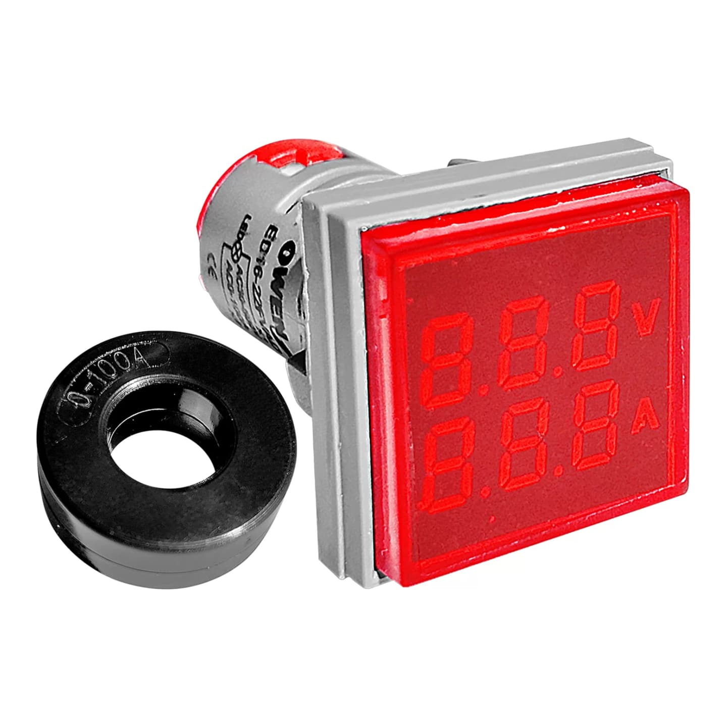 Imagen referencial de la serie: Piloto indicador de amperaje y voltaje OWEN ED16-22FVADR · 22mm rojo 0–50A (9–36VDC / 65–480VAC)