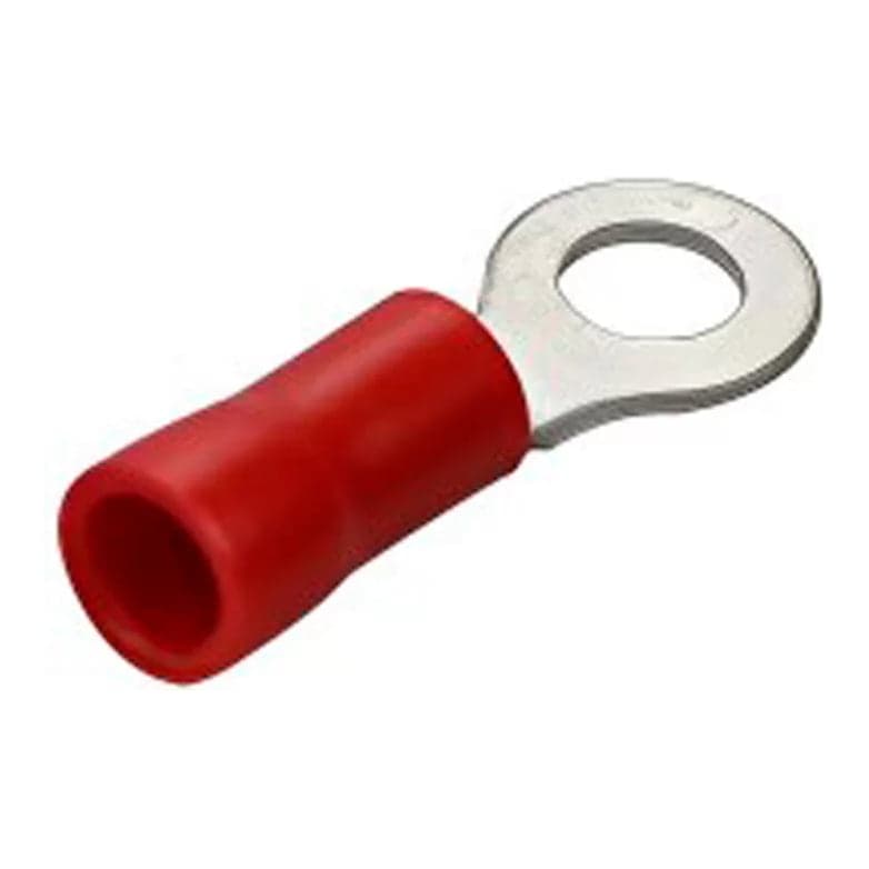 Imagen referencial de la serie: Terminal ojal aislado OWEN RV1.25-4S · 16-18 AWG rojo tornillo 5/32" (bolsa x100)