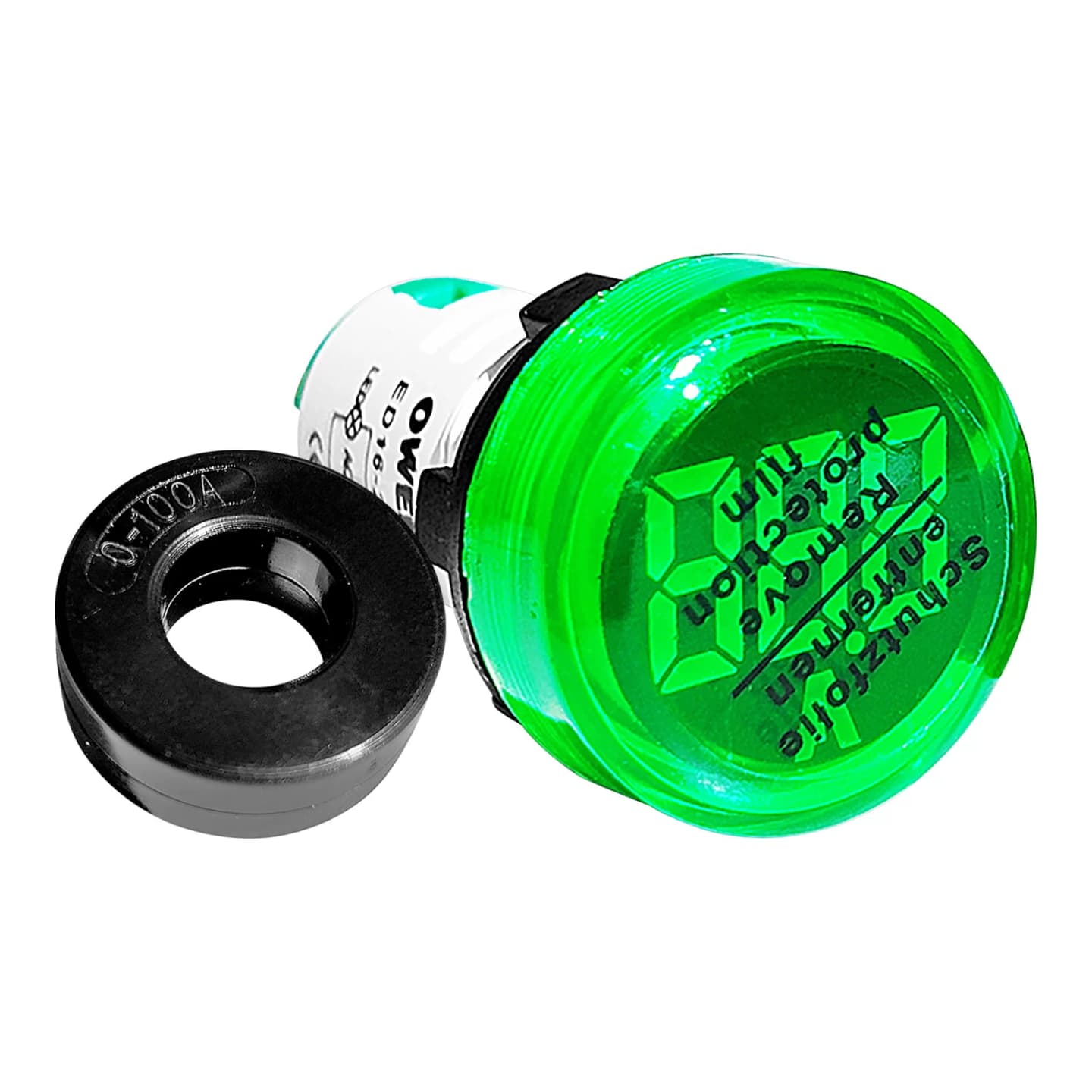 Imagen referencial de la serie: Piloto indicador de amperaje OWEN ED16-22ADV · 22mm verde 0–50A (9–36VDC / 65–480VAC)