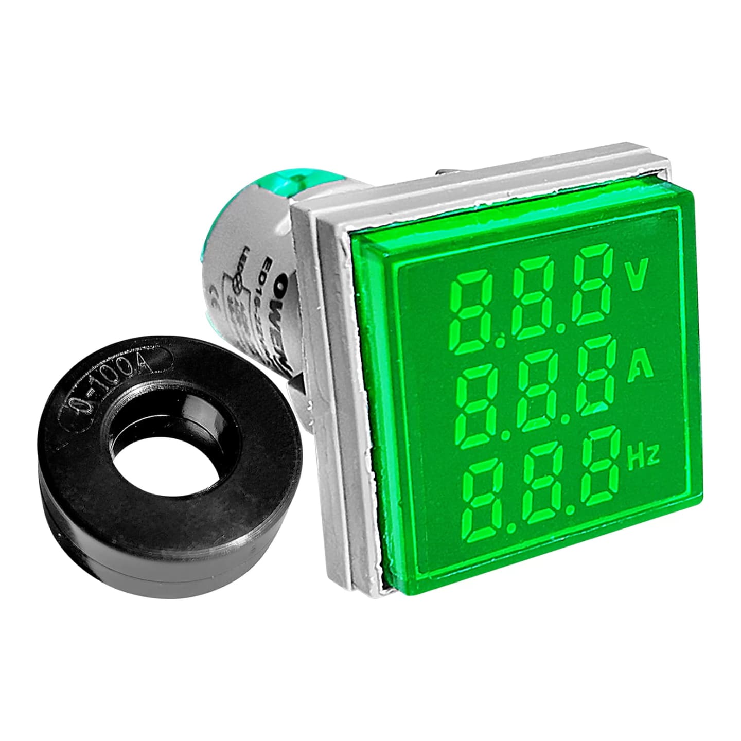 Imagen referencial de la serie: Piloto indicador de amperaje, voltaje y frecuencia OWEN ED16-22VAHZV · 22mm verde 0–50A (9–36VDC / 65–480VAC)