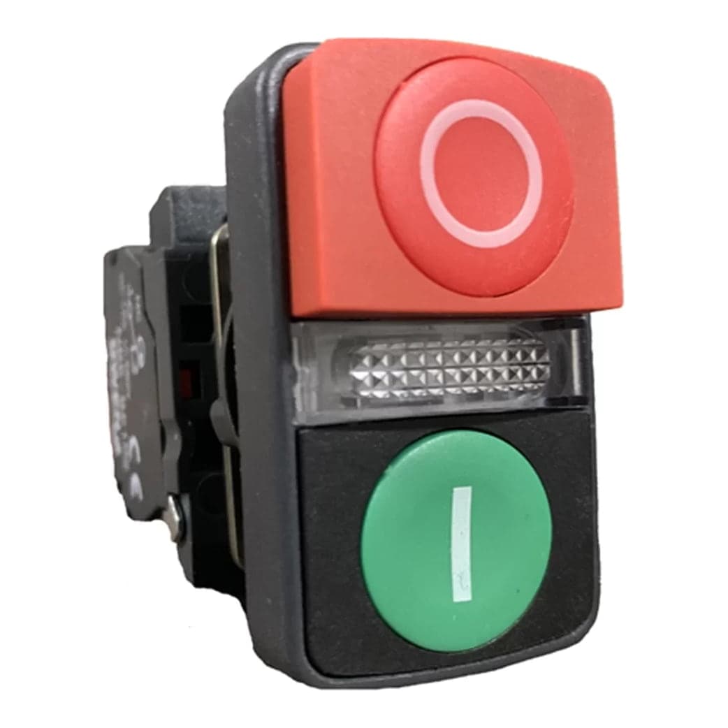 Imagen referencial de la serie: Pulsador doble luminoso OWEN NB5-AW84M5 · 1NA+1NC 220VAC rojo y verde