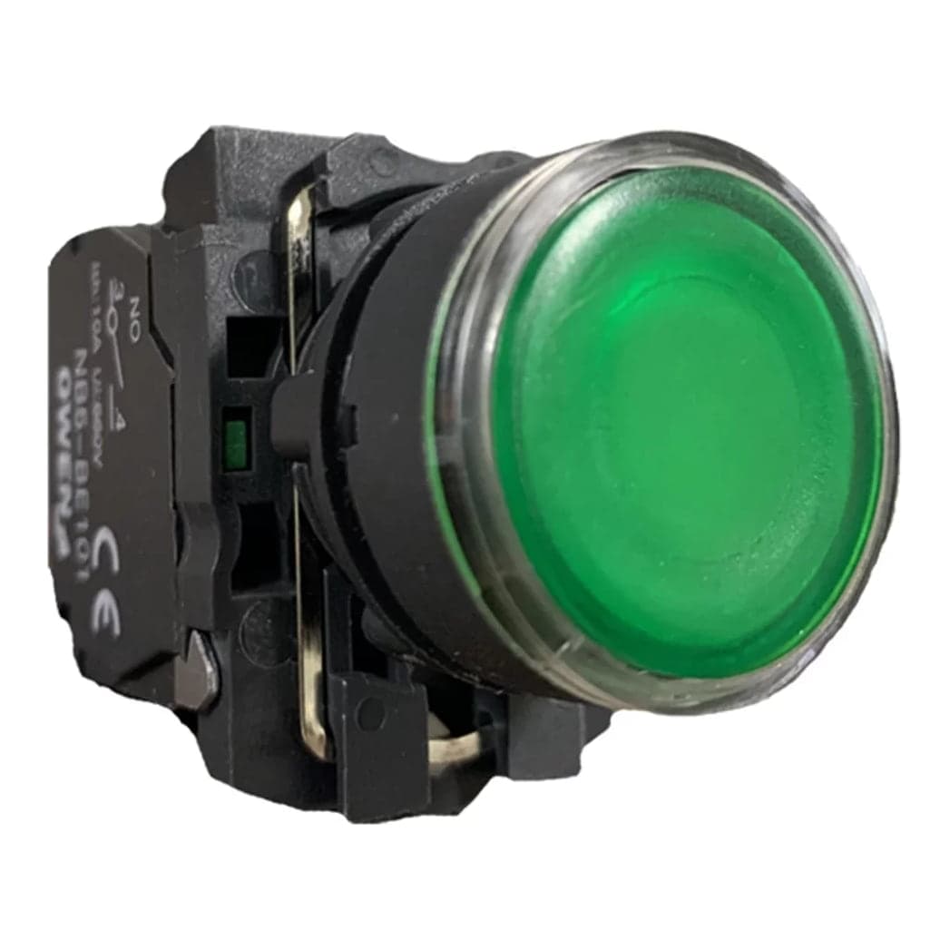 Imagen referencial de la serie: Pulsador luminoso OWEN NB5-AW33M1 · 1NA 220VAC verde