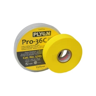 Cinta aislante vinílica PLYON 5703 · Pro-36 3/4x20m amarillo