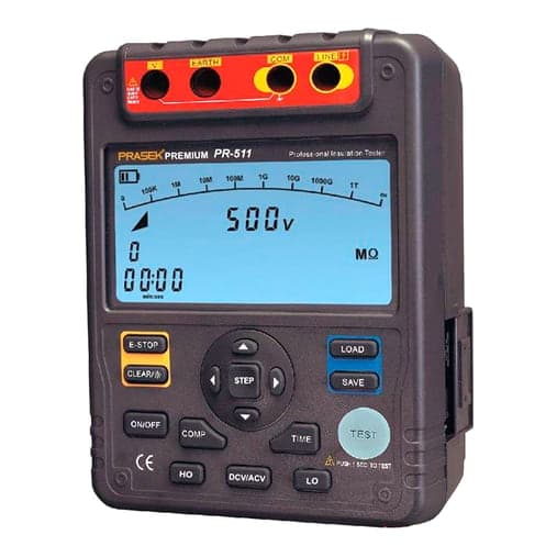 Megóhmetro digital con adaptador PRASEK PR-511 · 100/250/500/1000V 10GΩ PI DAR