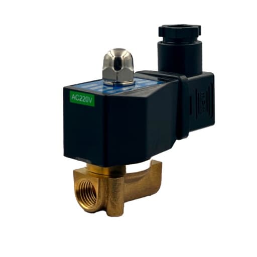 Válvula solenoide de latón PRESSURE CONTROL 2W-025-08 · conexión de 1/4" NPT, FKM, 220VAC