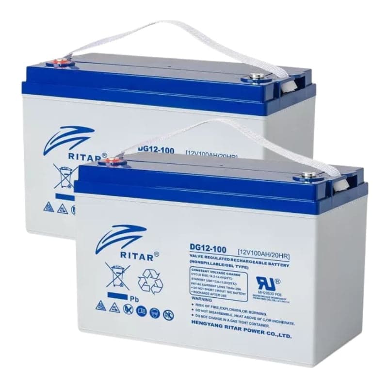 Baterías plomo ácido GEL RITAR DG · 12V 100Ah (pack x2) (RITAR-BATERIA-GEL-DG-12V-100AH-PACK2)