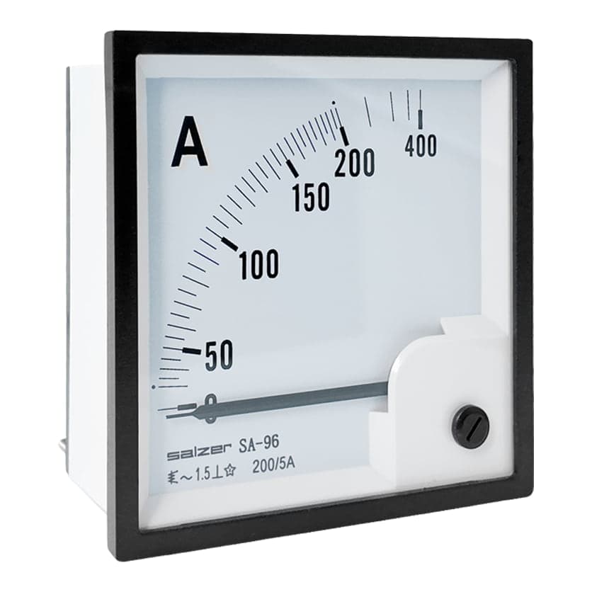Amperímetro analógico SALZER SA-96A · 96x96mm 200/5A clase 1.5 (SA-96A-200/5)