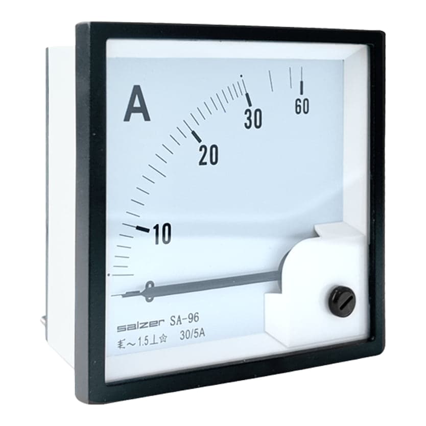 Amperímetro analógico SALZER SA-96A · 96x96mm 30/5A clase 1.5 (SA-96A-30/5)