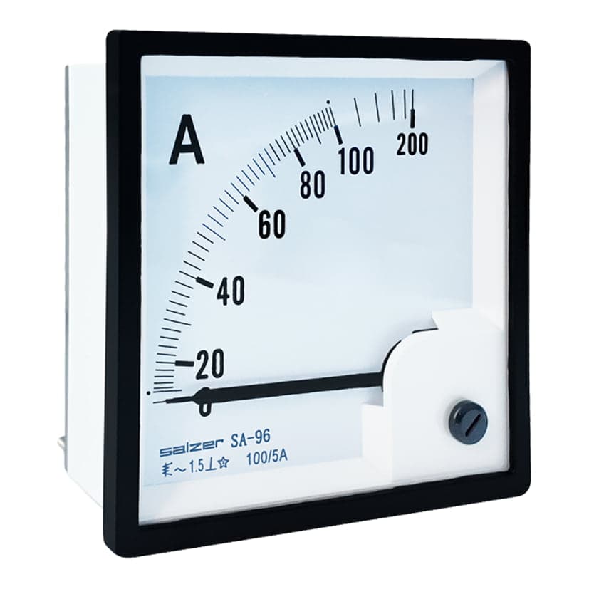 Amperímetro analógico SALZER SA-96A · 96x96mm 100/5A clase 1.5 (SA-96A-100/5)