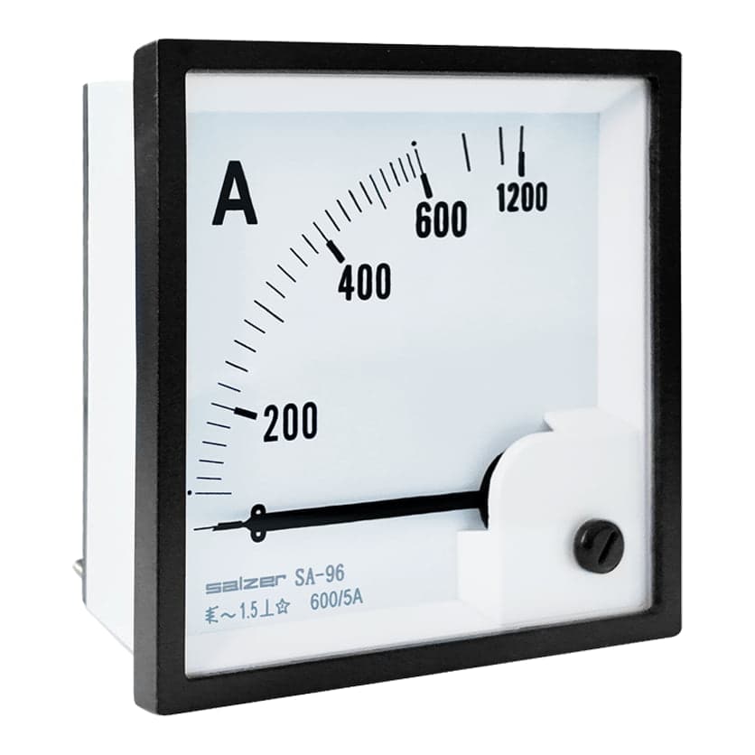 Amperímetro analógico SALZER SA-96A · 96x96mm 600/5A clase 1.5 (SA-96A-600/5)