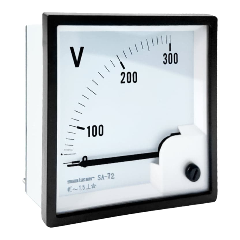 Voltímetro analógico SALZER SA-72V · 72x72mm 300VAC clase 1.5 (SA-72V-300V)