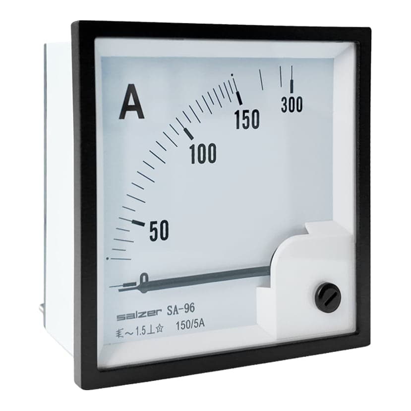 Amperímetro analógico SALZER SA-96A · 96x96mm 150/5A clase 1.5 (SA-96A-150/5)