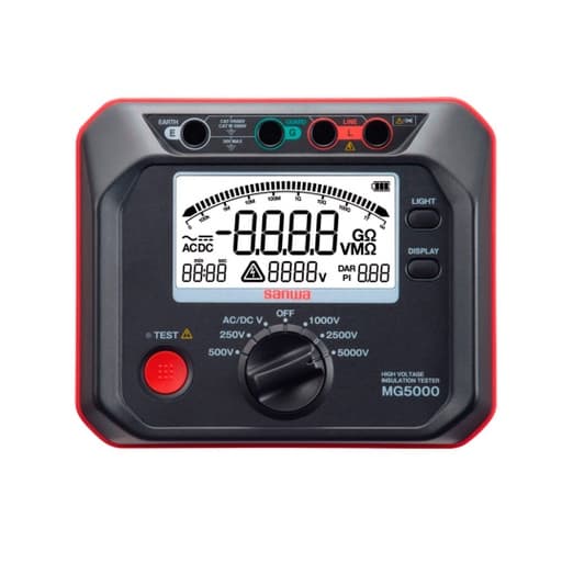 Megóhmetro digital SANWA MG5000 · 250/500/1000/2500/5000V 1TΩ PI DAR CAT.IV 600V