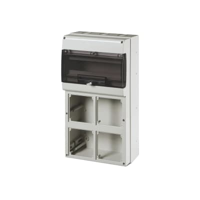 Caja combinada SCAME 672.5416 · para 4 tomacorrientes para empotrar inclinada 16-32A 16 DIN Domino