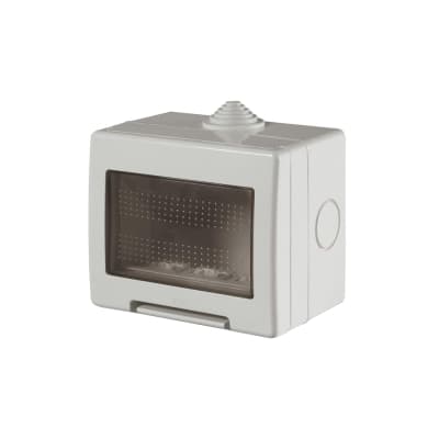 Caja para adosar SCAME · 3 módulos con tapa transparente con adaptador unibox IP55 (SCAME-CAJA-ADOSAR-3-TRANSPARENTE)