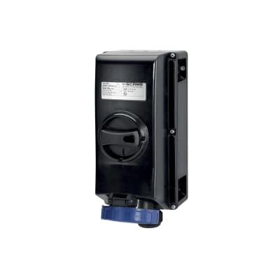 Tomacorriente para adosar con enclavamiento SCAME 504.1683 · 2x16A+T 250V IP66 6h zona 1.21