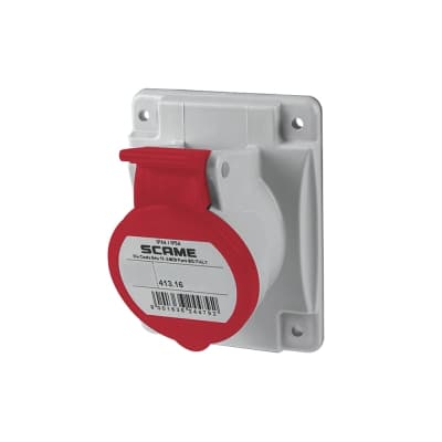 Tomacorriente para empotrar inclinado SCAME 413.1666 · 3x16A+T 415V IP44 6h optima