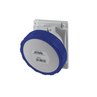 Tomacorriente para empotrar inclinado SCAME 418.3264 · 3x32A+T 250V IP67 9h optima