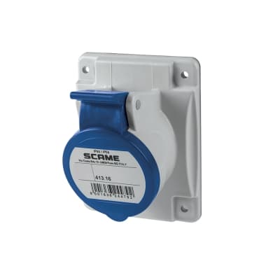 Tomacorriente para empotrar inclinado SCAME 413.1663 · 2x16A+T 250V IP44 6h optima