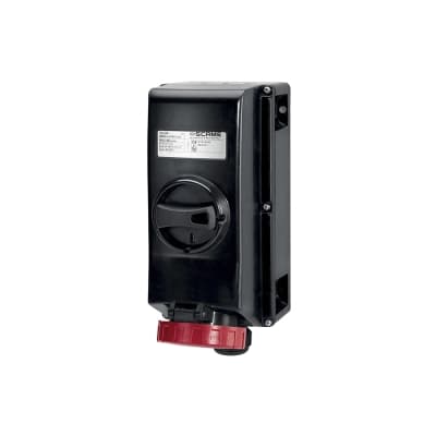Tomacorriente para adosar con enclavamiento SCAME 504.32866 · 3x32A+T 500V IP66 7h zona 1.21