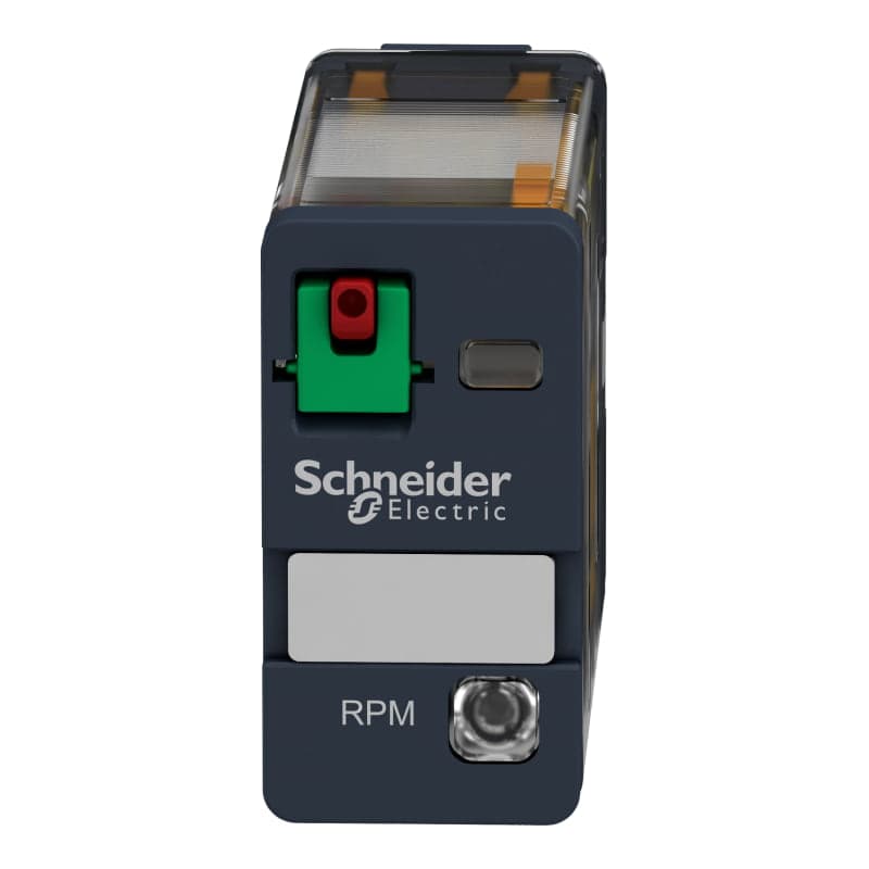 Relé encapsulado potencia rpm SCHNEIDER RPM12BD · 5 pines, 15A, 24VDC, con LED