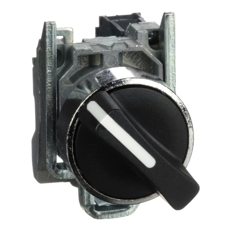 Selector maneta corta SCHNEIDER XB4BD21 · 2Posic metal negro Ø22mm 1NA Harmony