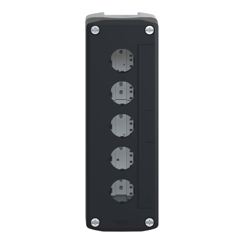 Caja vacia SCHNEIDER XALD05 · gris, tapa gris oscuro 5 orif