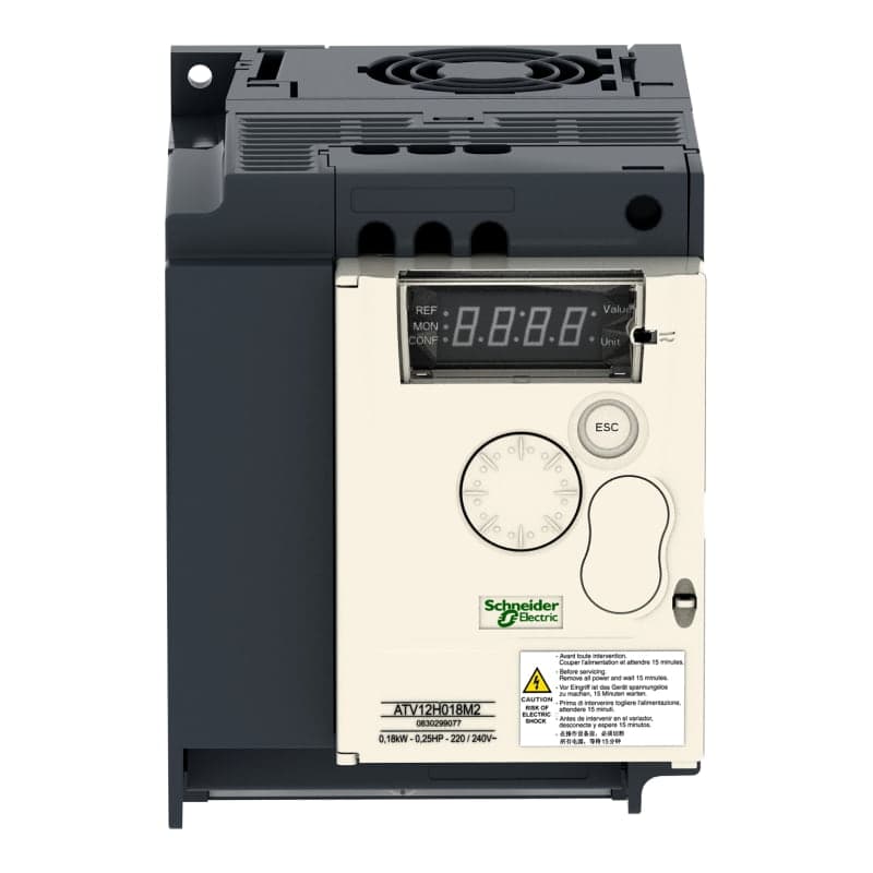 Variador monofásico SCHNEIDER ATV12HU15M2 · 2HP/1.5kW 200-240VAC 7.5A IP20 Altivar
