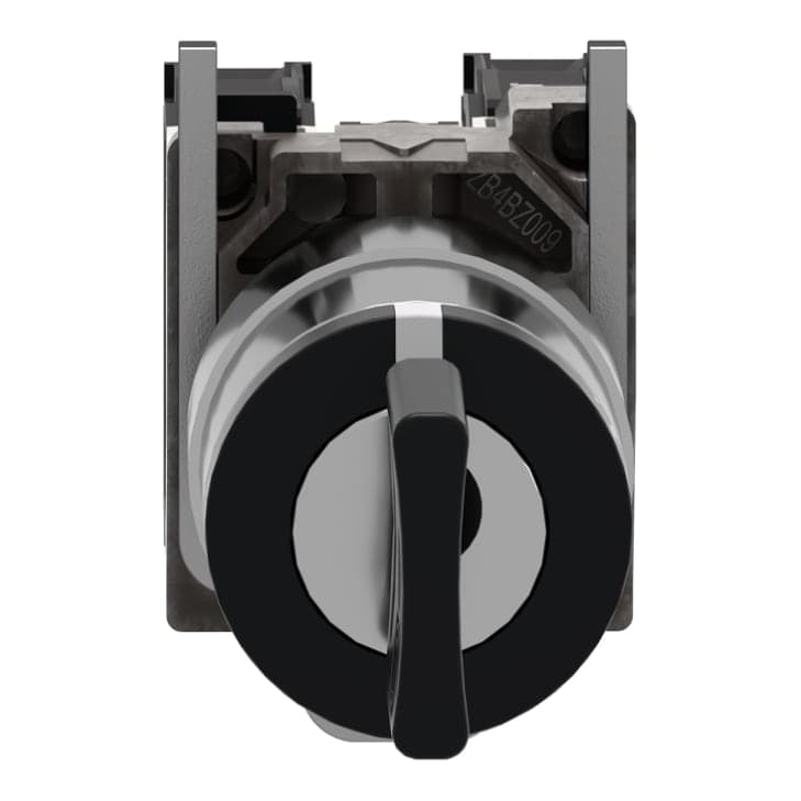 Selector con llave SCHNEIDER XB4BG33 · 3Posic metal cromado Ø22mm 2NA Harmony llave negra