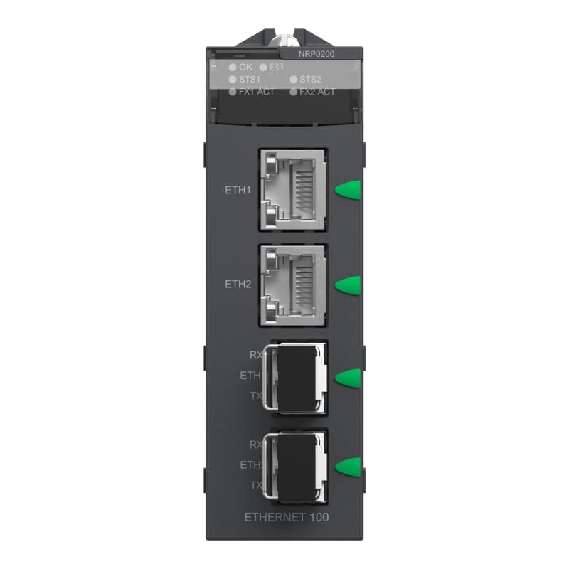 Módulo SCHNEIDER BMXNRP0200 · M580, conversor de medios, F.O. MULTIMODO/LC, 2 X RJ45
