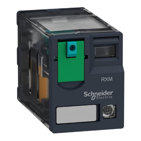 Relé enchufable SCHNEIDER RXM2AB2BD · 8 pines con LED 24VDC 12A 2Nanc Zelio